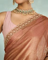 Mohey Women Elegant Rust Red Chinon Saree