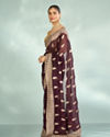 Mohey Women Wine Elegance Organza Saree