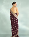 Mohey Women Wine Elegance Organza Saree