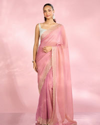 Mohey Women Radiant Pink Organza Saree