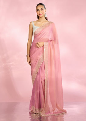 Mohey Women Radiant Pink Organza Saree