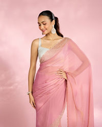 Mohey Women Radiant Pink Organza Saree
