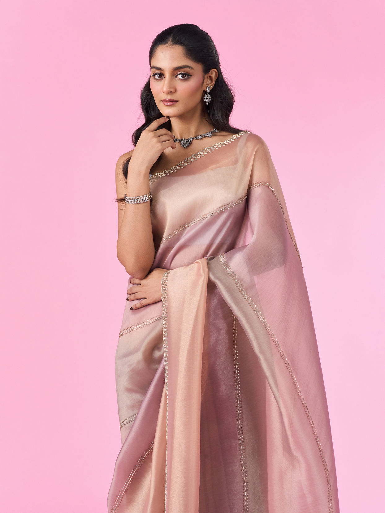 Mohey Women Purple Palette Organza Saree