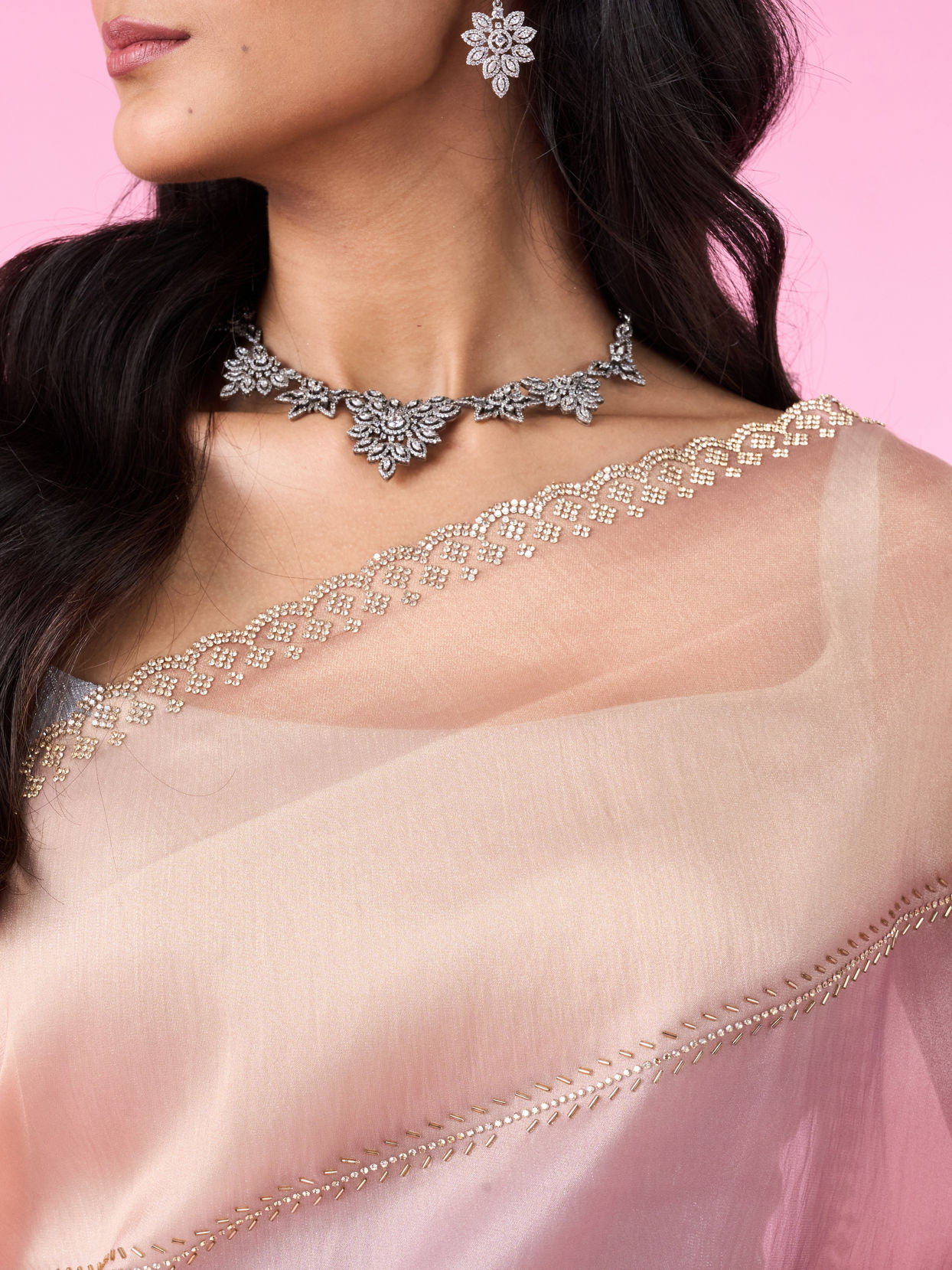 Mohey Women Purple Palette Organza Saree