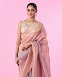 Mohey Women Pink Organza Saree