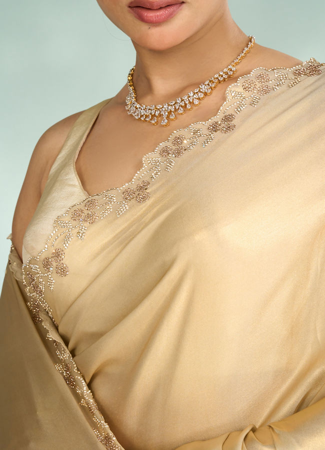 Mohey Women Cream Divine Elegance Saree