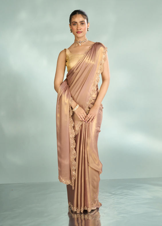 Mohey Women Dusty Pink Celestial Saree