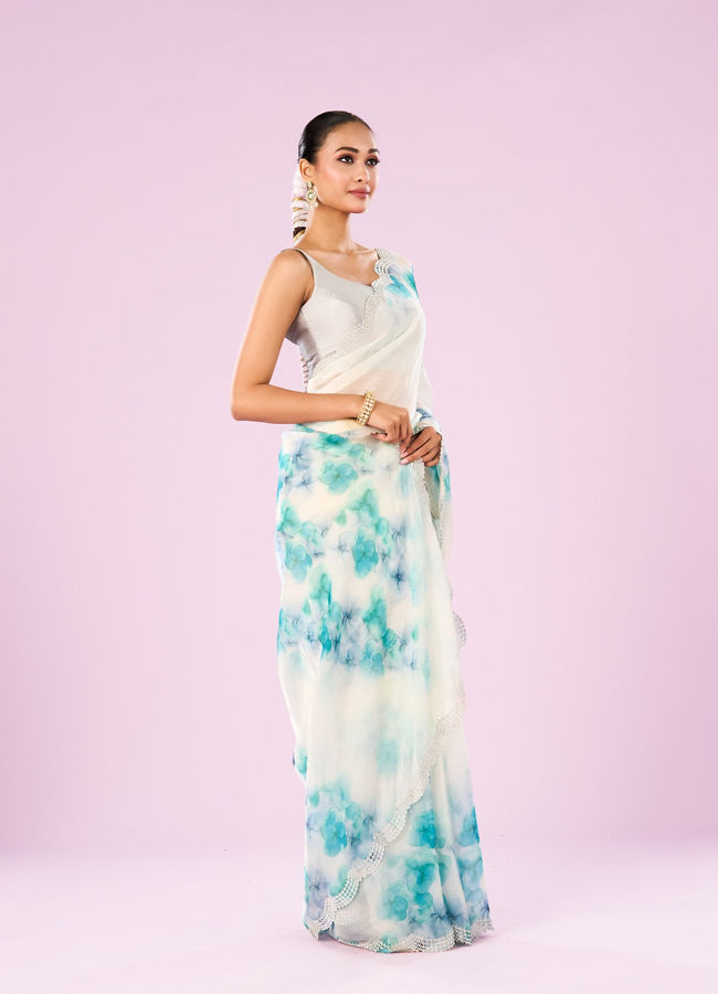 Mohey Women Green Organza Saree