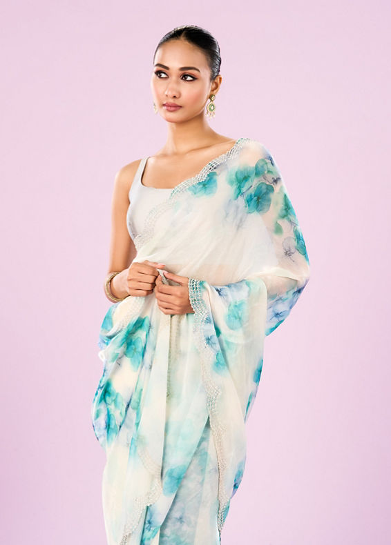 Mohey Women Green Organza Saree