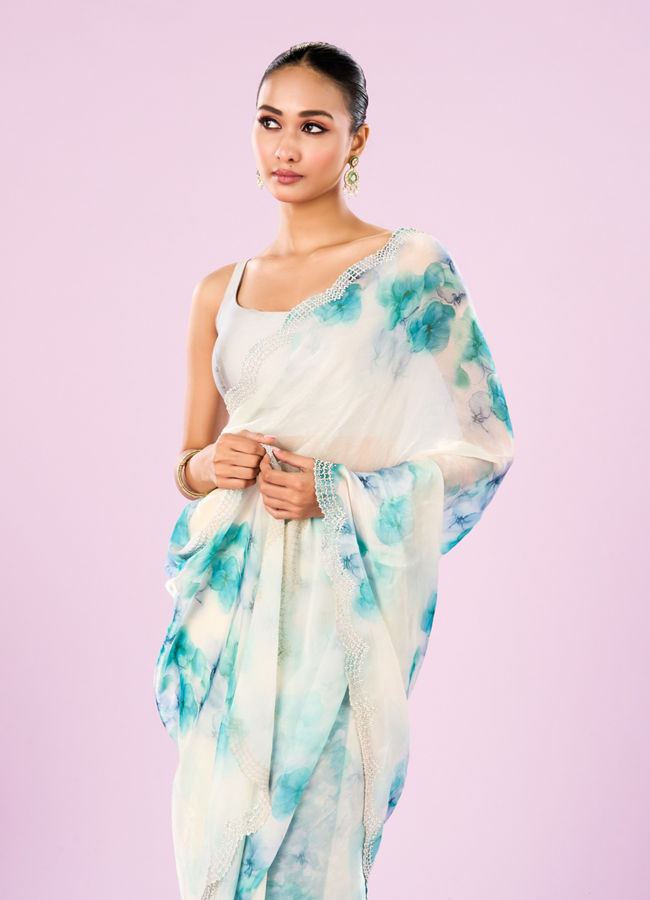 Mohey Women Green Organza Saree