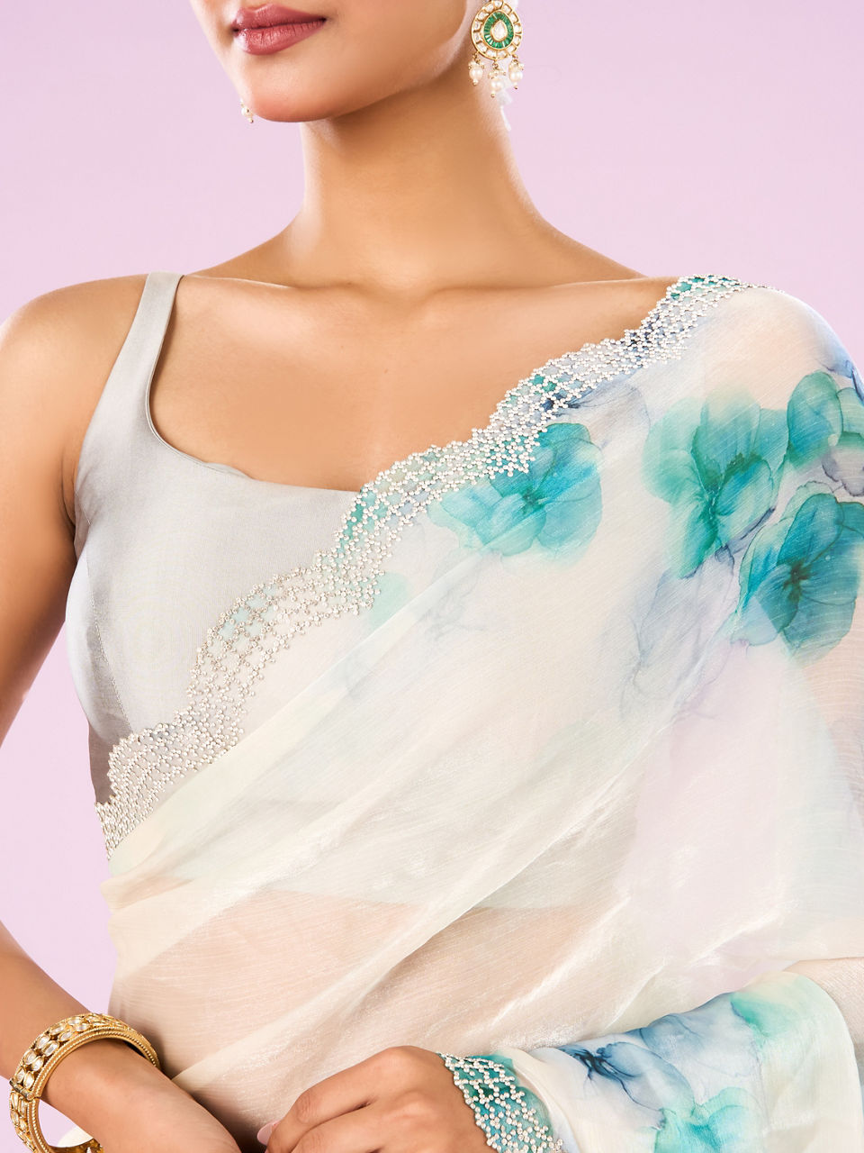 Mohey Women Green Organza Saree