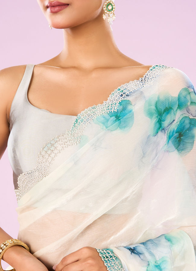 Mohey Women Green Organza Saree