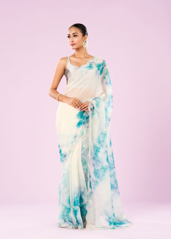 Mohey Women Green Organza Saree