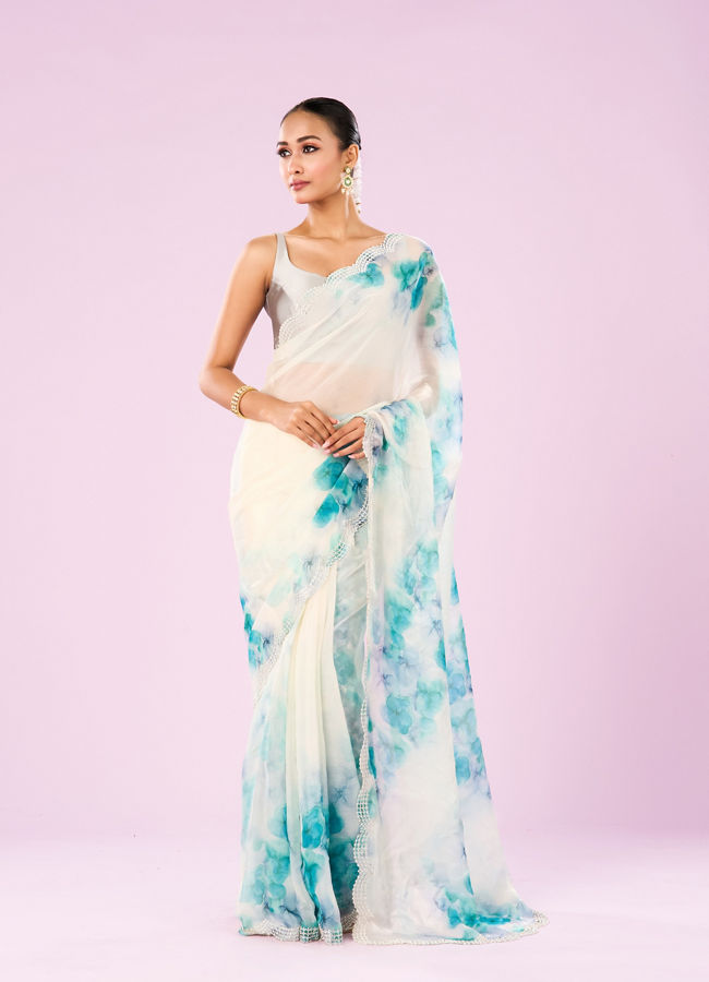 Mohey Women Green Organza Saree