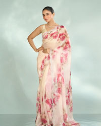 Mohey Women Elegant Pink Organza Saree Collection