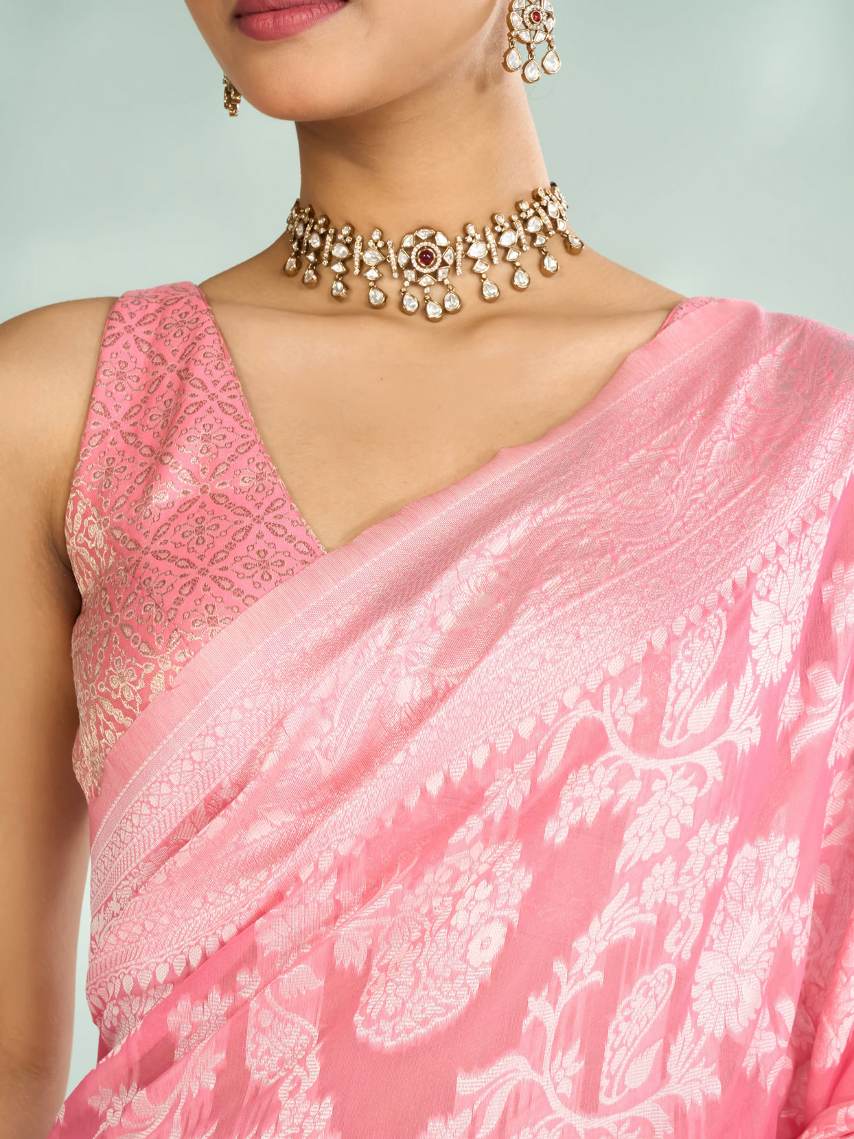 Mohey Women Pink Serenity Art Silk Saree