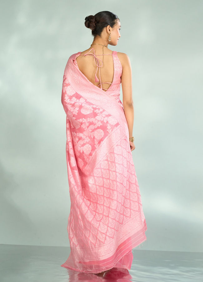 Mohey Women Pink Serenity Art Silk Saree