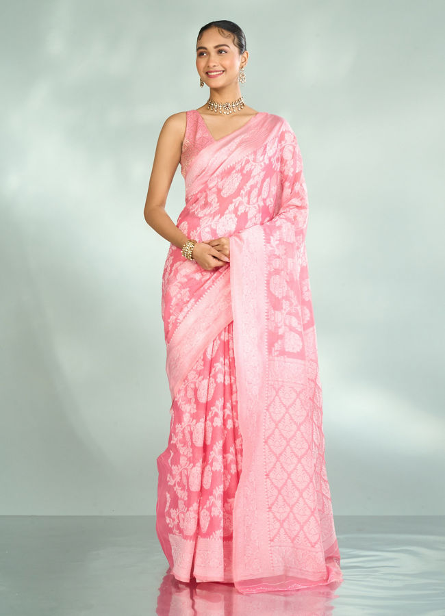 Mohey Women Pink Serenity Saree