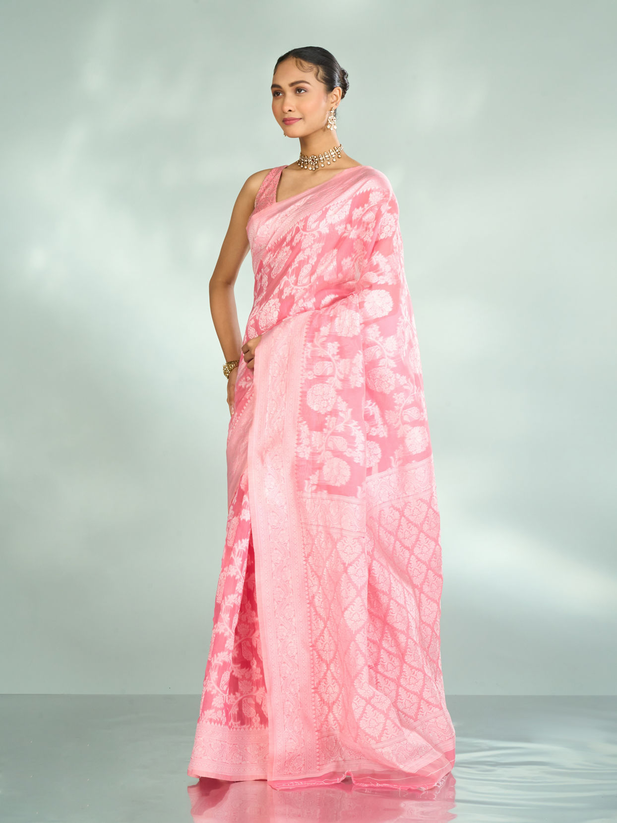 Mohey Women Pink Serenity Art Silk Saree
