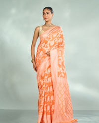 Mohey Women Vibrant Orange Saree