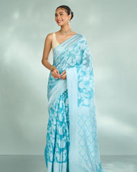 Mohey Women Elegant Light Blue Charm Saree