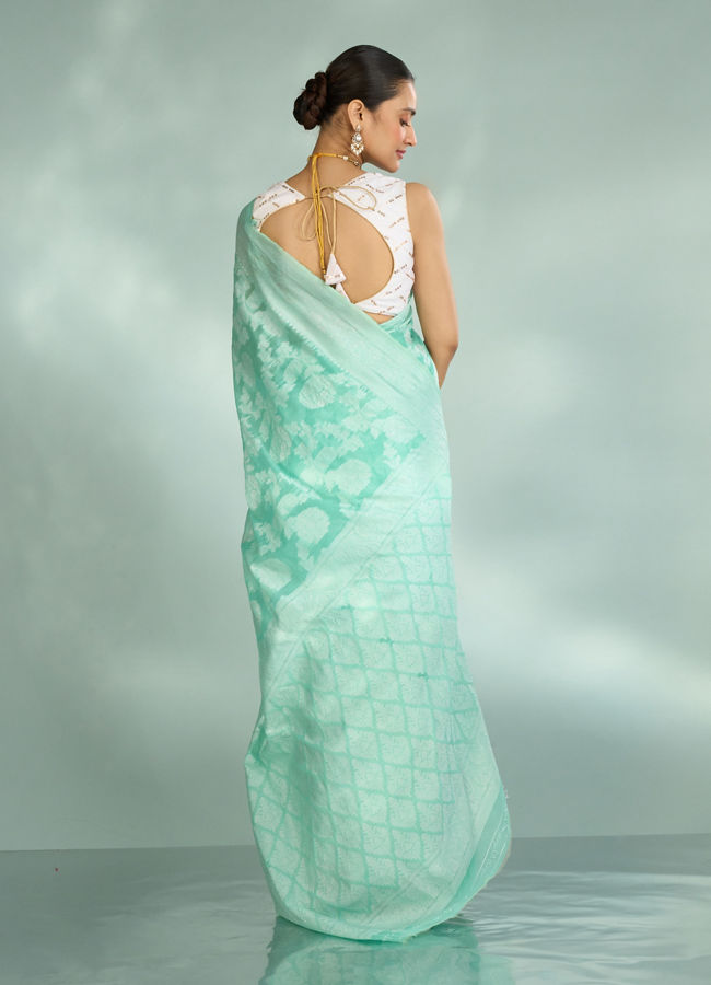 Mohey Women Sea Green Celebration Saree