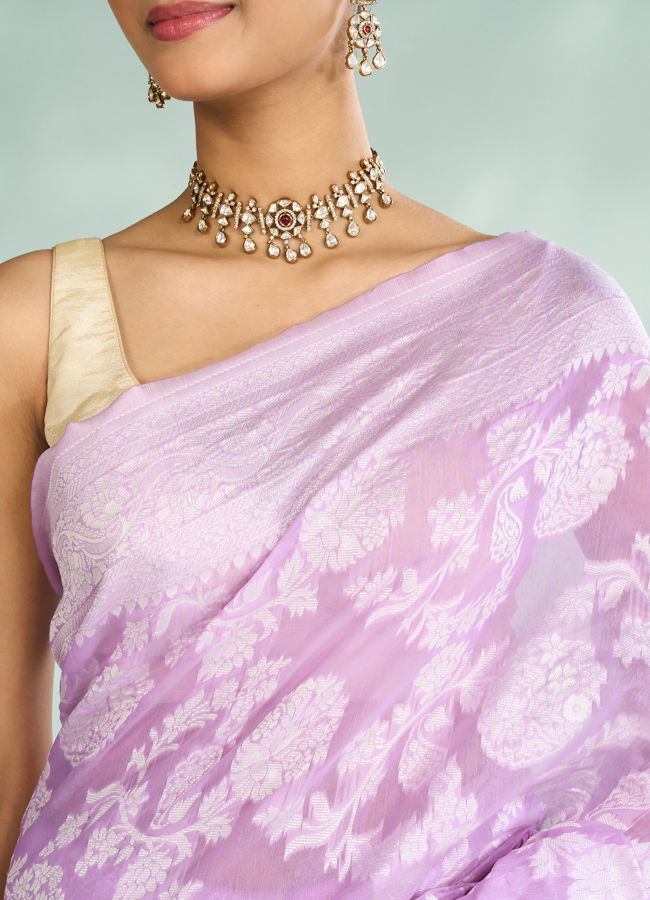 Mohey Women Purple Elegance Art Silk Saree