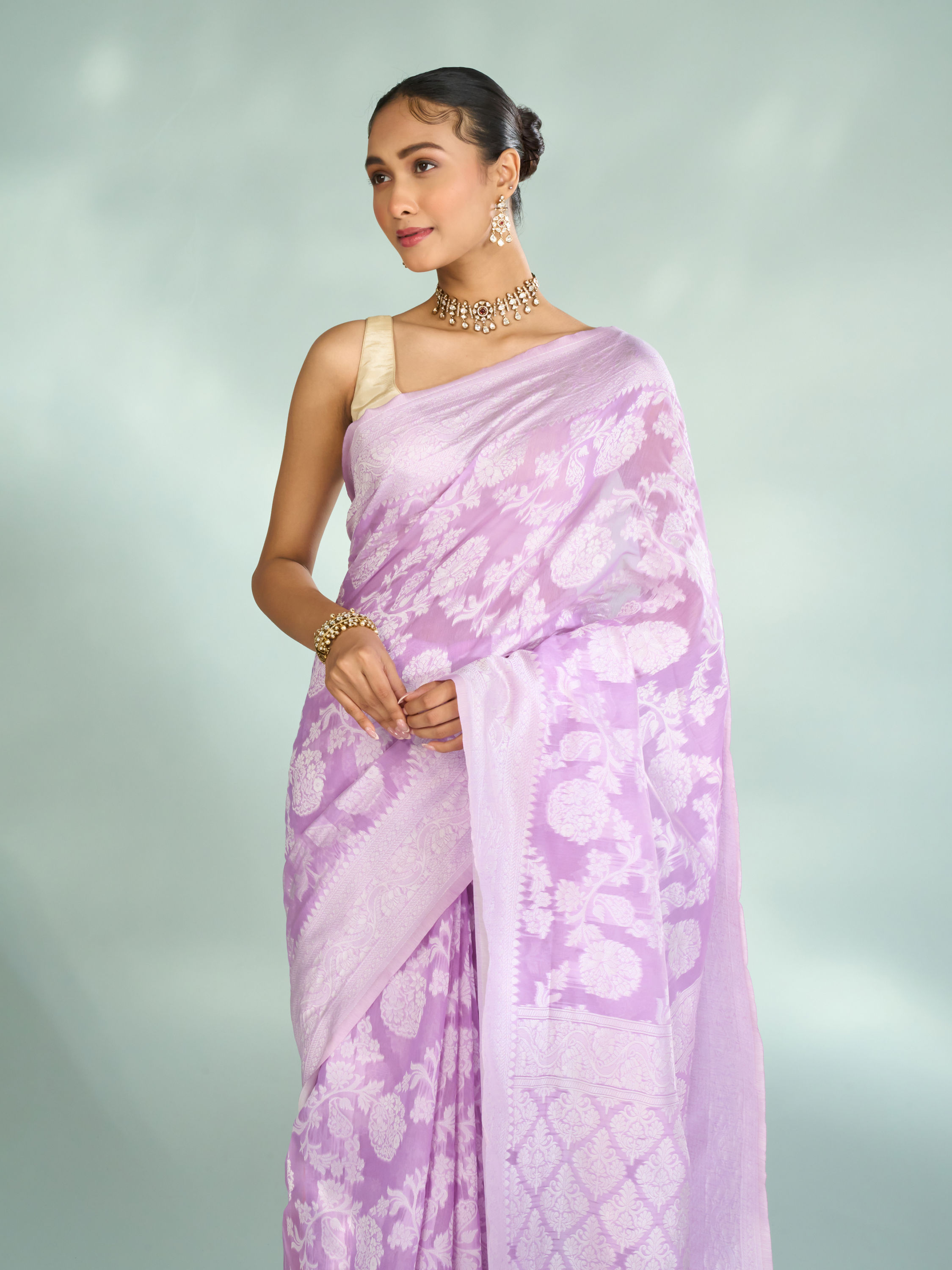 Mohey Women Purple Elegance Art Silk Saree