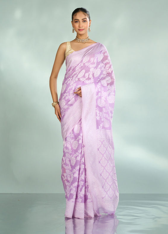Mohey Women Purple Elegance Art Silk Saree