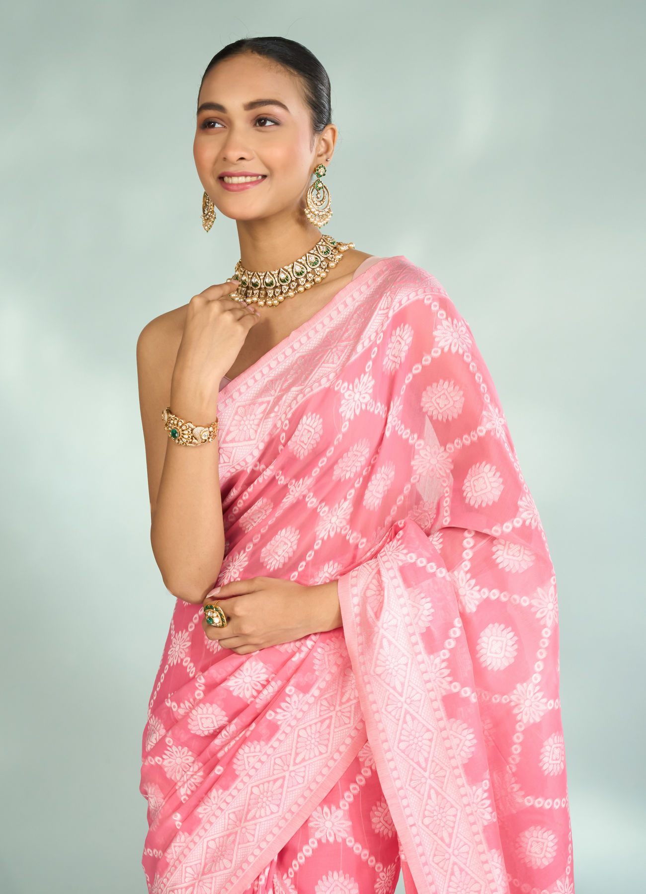 Mohey Women Pink Radiance Saree
