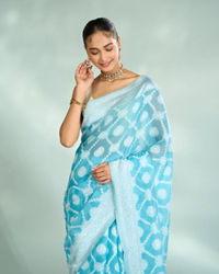 Mohey Women Elegant Light Blue Saree
