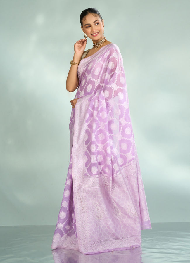 Mohey Women Lilac Elegance Art Silk Saree