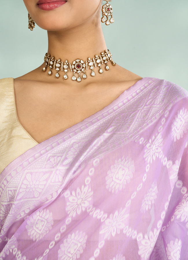 Mohey Women Lilac Elegance Art Silk Saree