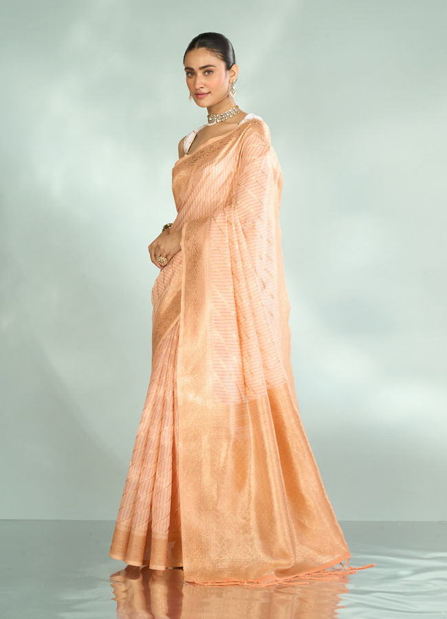 Mohey Women Peach Radiance Art Silk Saree
