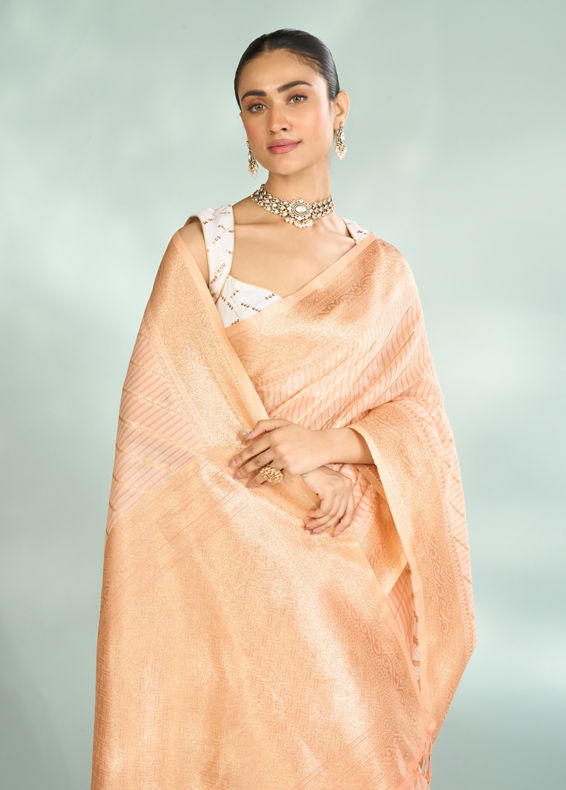 Mohey Women Peach Radiance Art Silk Saree