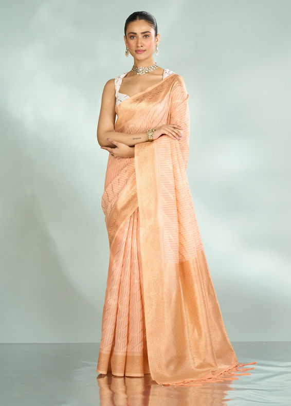 Mohey Women Peach Radiance Art Silk Saree