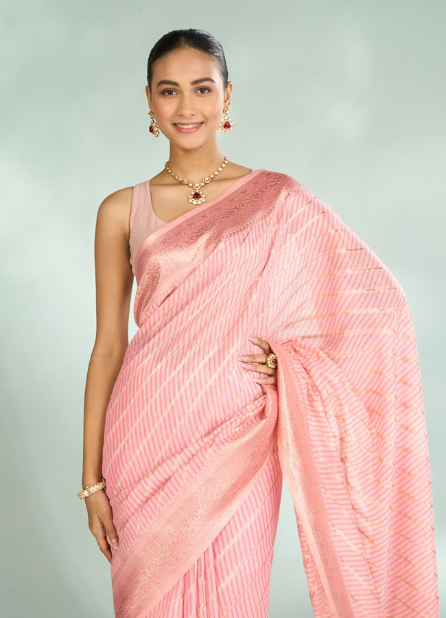 Mohey Women Pink Elegance Radiant Saree