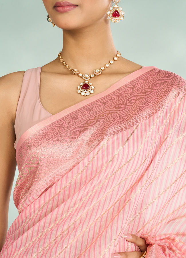 Mohey Women Pink Elegance Radiant Saree