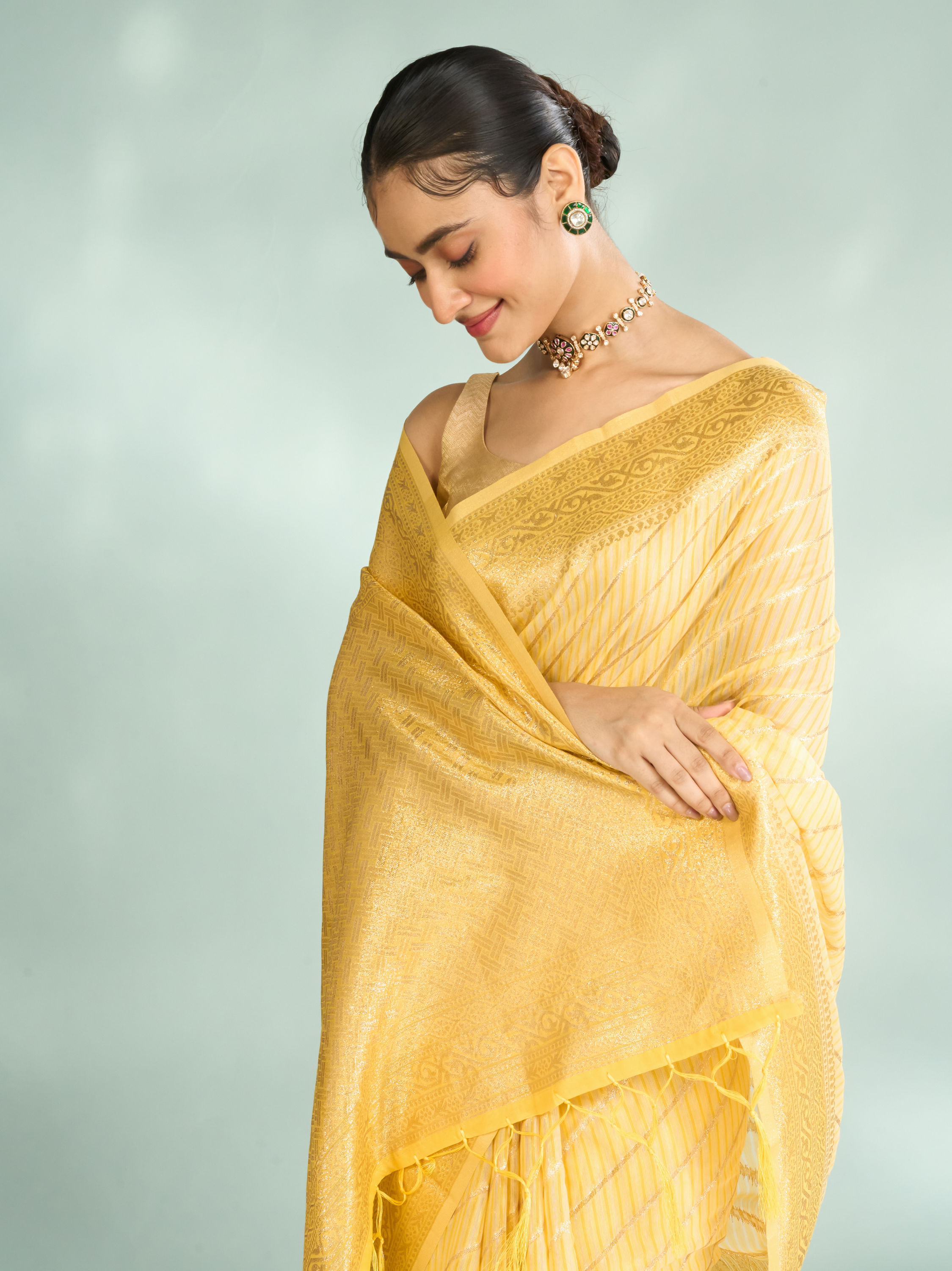 Mohey Women Sun Kissed Radiance Yellow Saree