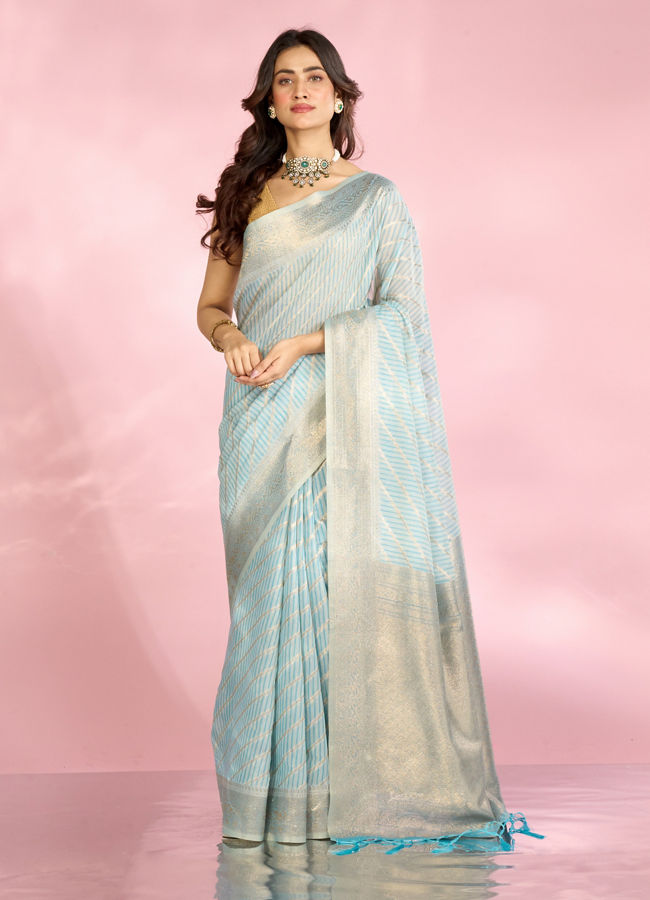 Mohey Women Ethereal Light Blue Saree