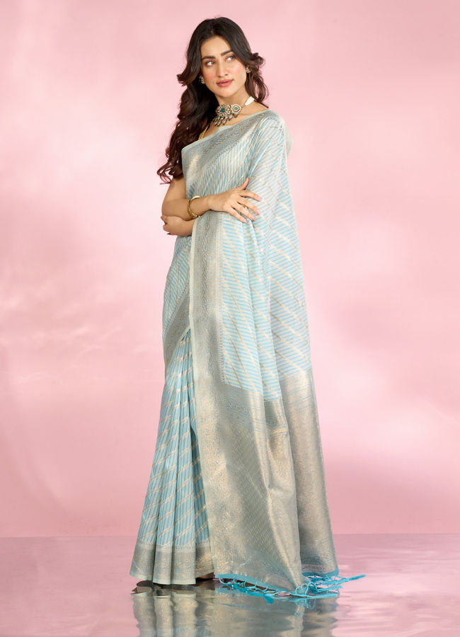 Mohey Women Ethereal Light Blue Saree