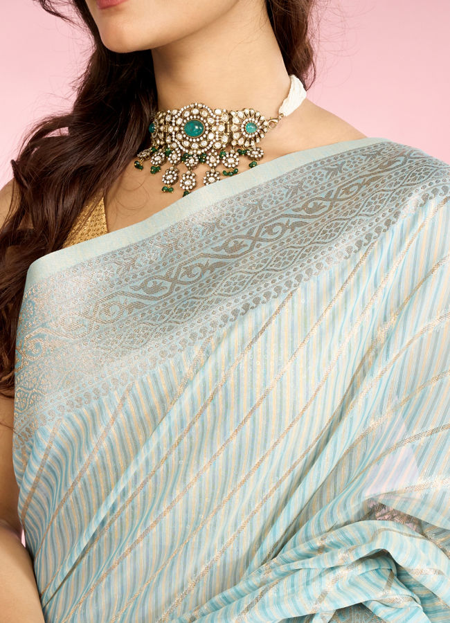 Mohey Women Ethereal Light Blue Saree