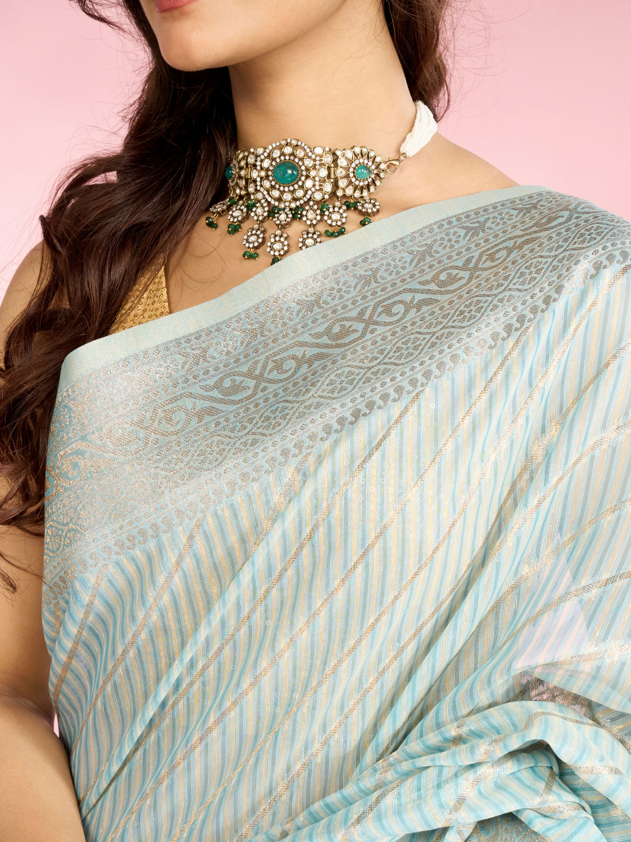 Mohey Women Ethereal Light Blue Saree