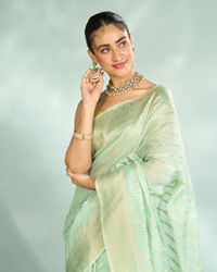 Mohey Women Sea Green Opulence Saree