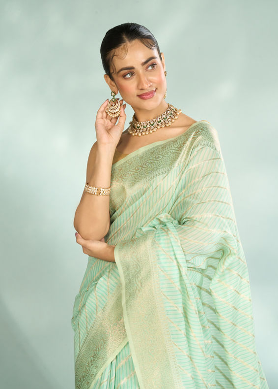 Mohey Women Sea Green Opulence Saree