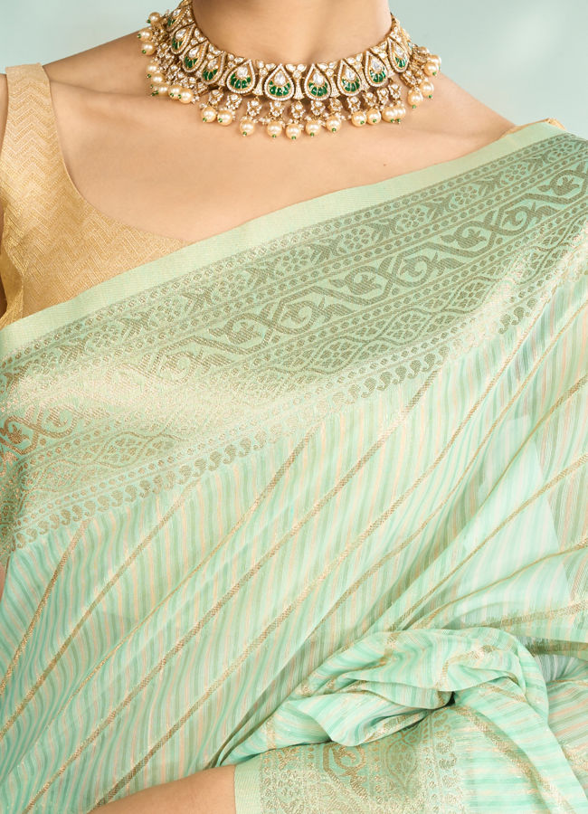 Mohey Women Sea Green Opulence Saree