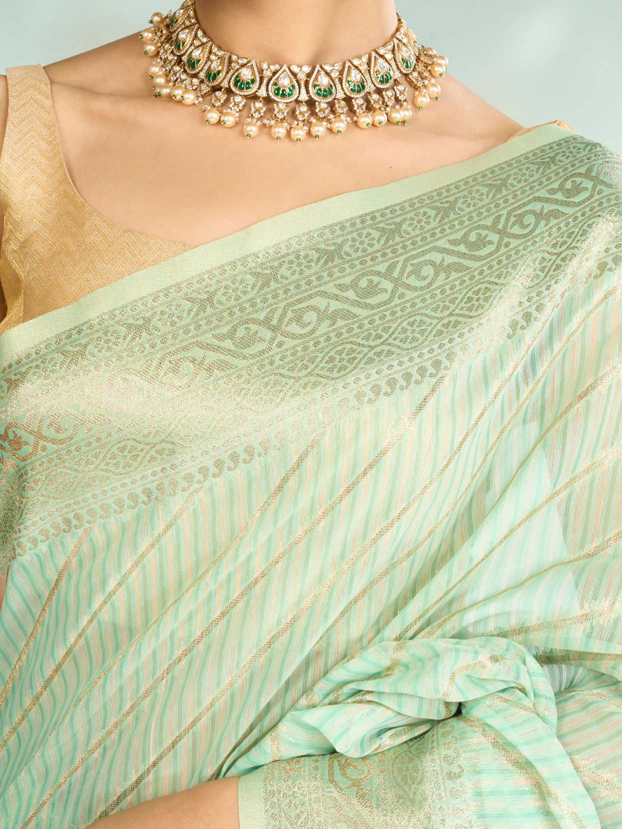 Mohey Women Sea Green Opulence Saree