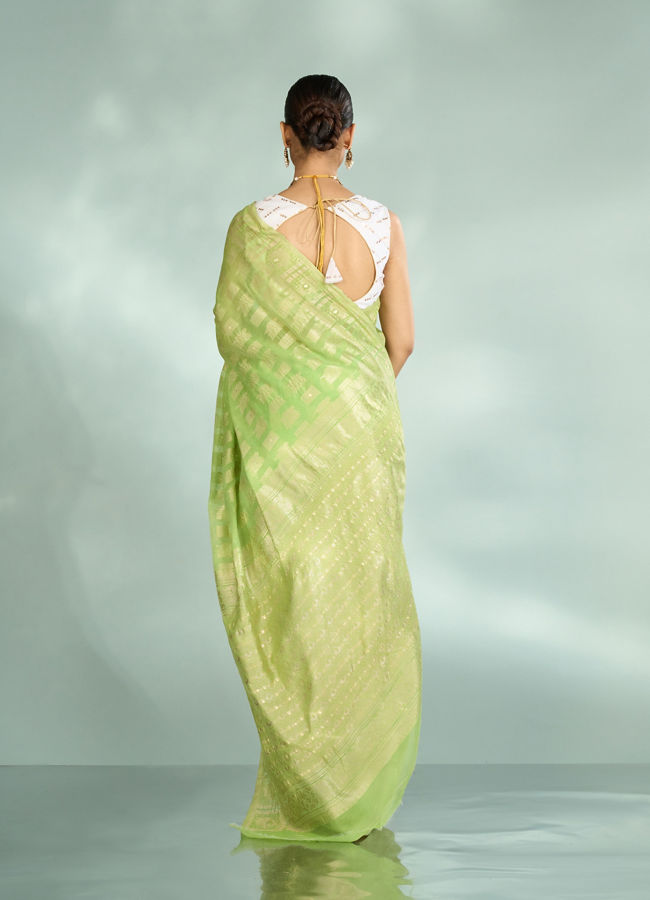 Mohey Women Pista Green Festive Saree