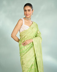 Mohey Women Pista Green Festive Saree