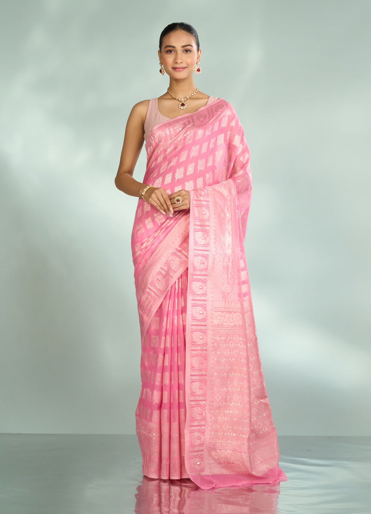 Mohey Women Eternal Pink Elegance Saree
